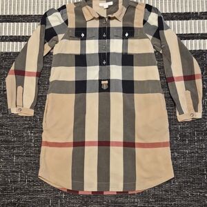 Burberry Kids Dress in Beige, Black, and Red